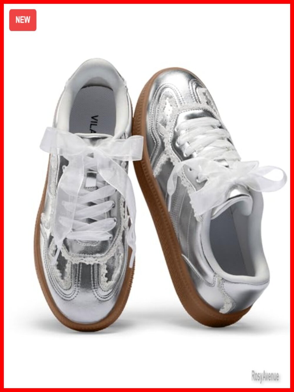 Lace Detail Suede Faux Leather Fashion Sneakers Retro Gum Sole Walking